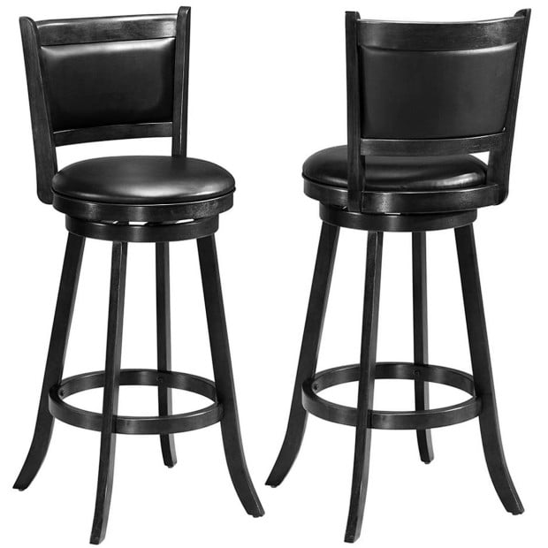 Accent Wooden Swivel Bar Height Stool For Dining Room Black 74cm Image 11