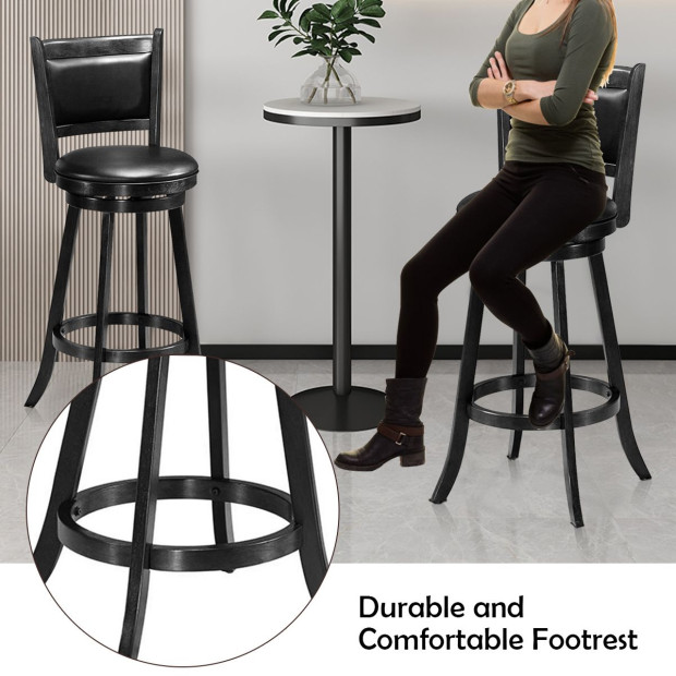 Accent Wooden Swivel Bar Height Stool For Dining Room Black 74cm Image 12