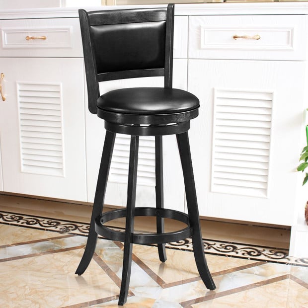 Accent Wooden Swivel Bar Height Stool For Dining Room Black 74cm Image 7