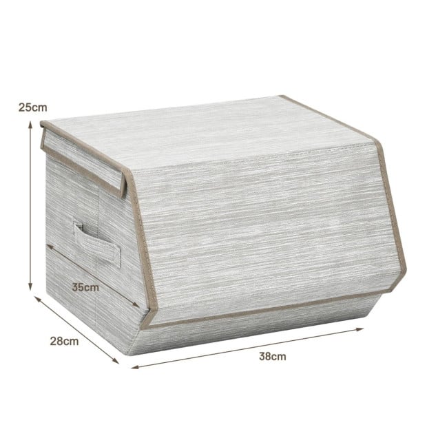 Large Stackable Bins Cubes With Lids Storage Organizers Coffee Image 4