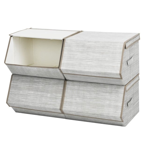Large Stackable Bins Cubes With Lids Storage Organizers Coffee Image 8