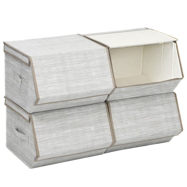 Large Stackable Bins Cubes With Lids Storage Organizers Coffee