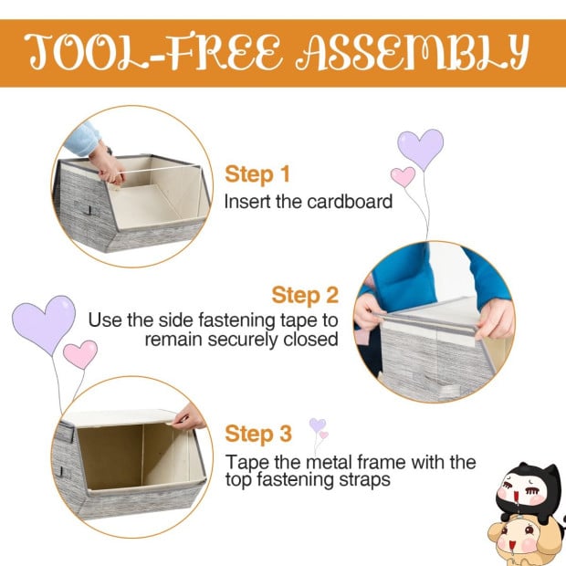 Large Stackable Bins Cubes With Lids Storage Organizers Grey Image 12