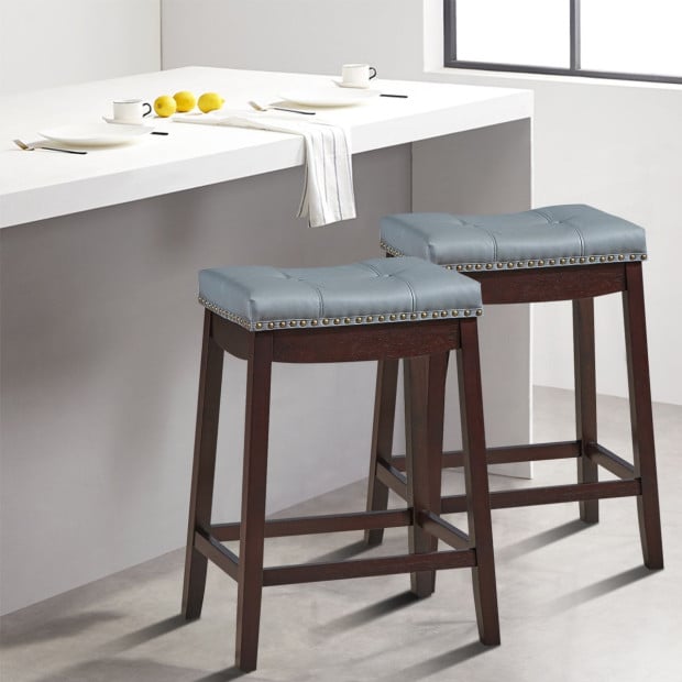 Backless Nailhead Bar Stool With Counter Height For Dining Room Coffee Image 7