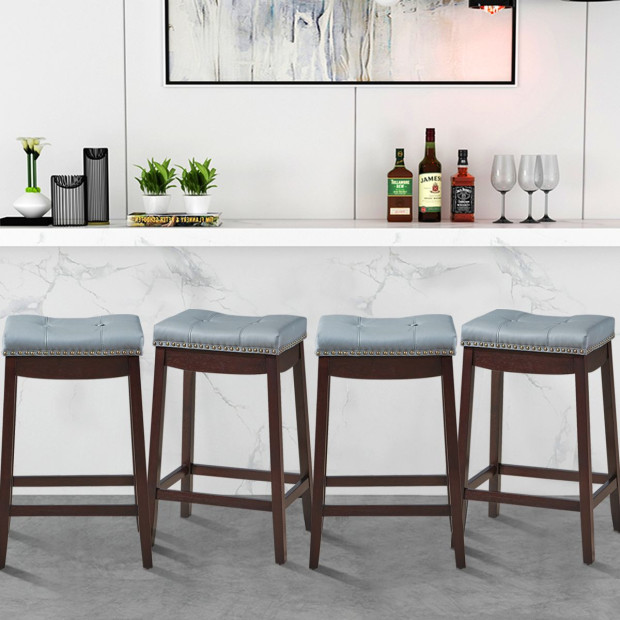 Backless Nailhead Bar Stool With Counter Height For Dining Room Coffee Image 8