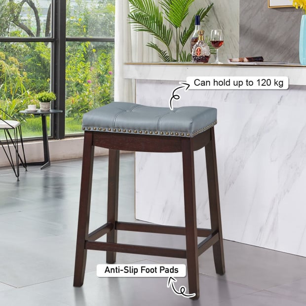 Backless Nailhead Bar Stool With Counter Height For Dining Room Coffee Image 3
