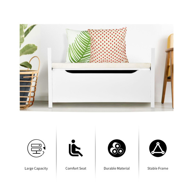 Entryway Shoe Rack Storage With Flip-up Padded Seat And Side Handle Image 9