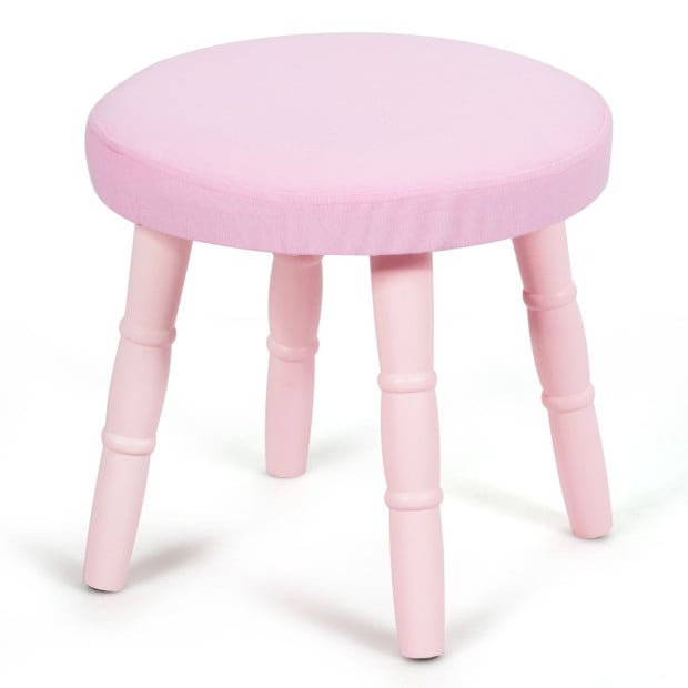 Kids Vanity Makeup Table Set With Real Mirror For Little Girls Pink Image 11