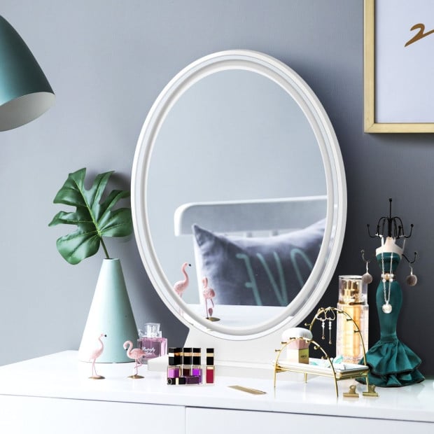 Large Lighted Makeup Mirror Remote Control & 4 Colour Modes White Image 2