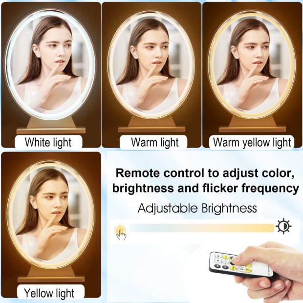 Large Lighted Makeup Mirror Remote Control & 4 Colour Modes White Image 11