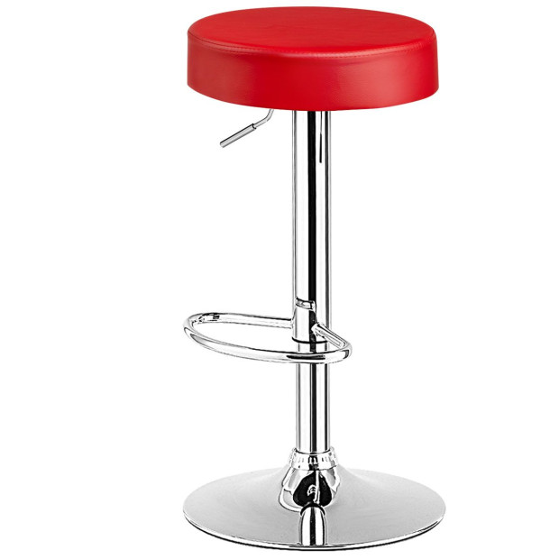 1x Modern Bar Stool With Height Adjustable For Kitchen Red