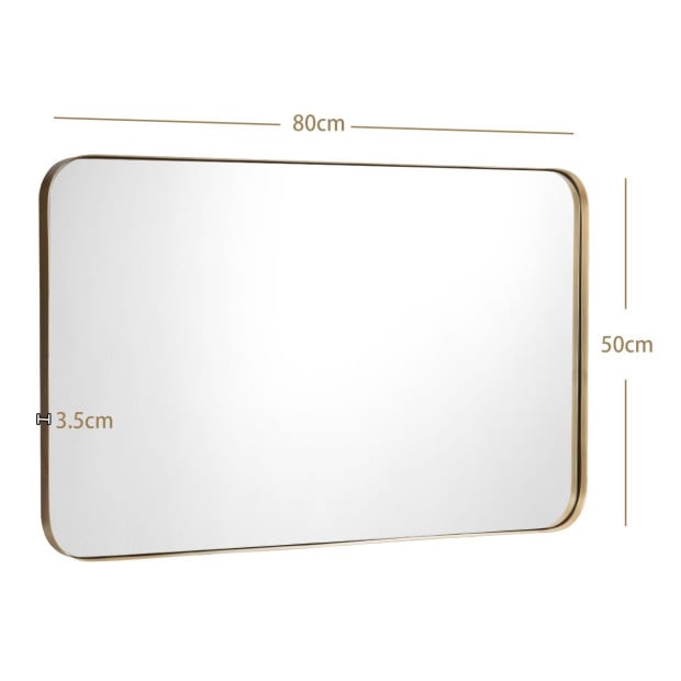 Bathroom Wall Mirror With Rounded Corner For Washroom Golden Image 4
