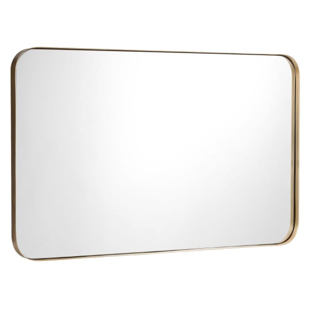 Bathroom Wall Mirror With Rounded Corner For Washroom Golden