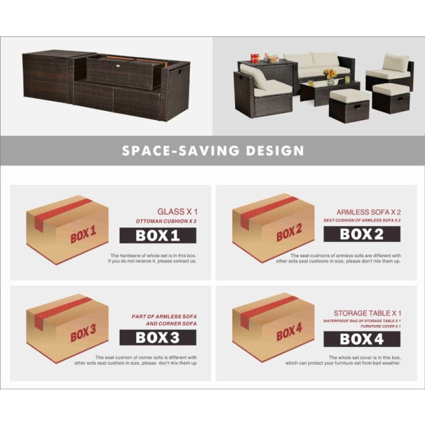8-piece Outdoor Patio Furniture Set With Cushions & Storage Box Image 12