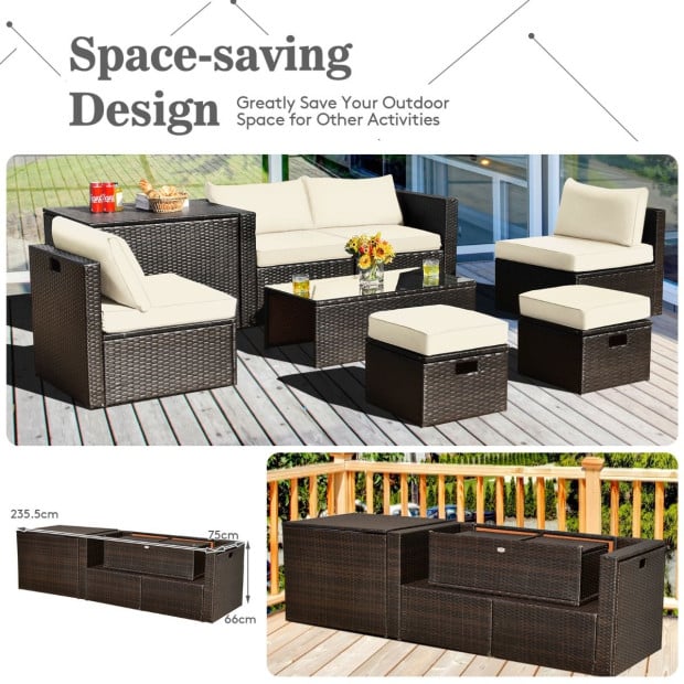 8-piece Outdoor Patio Furniture Set With Cushions & Storage Box Image 3