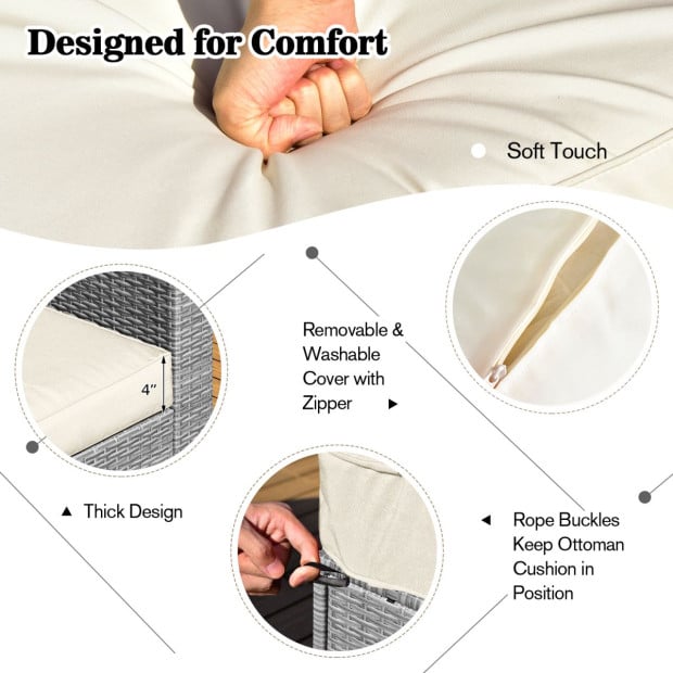 8-piece Outdoor Grey Pe Rattan Set With Washable Cushion Covers White Image 3