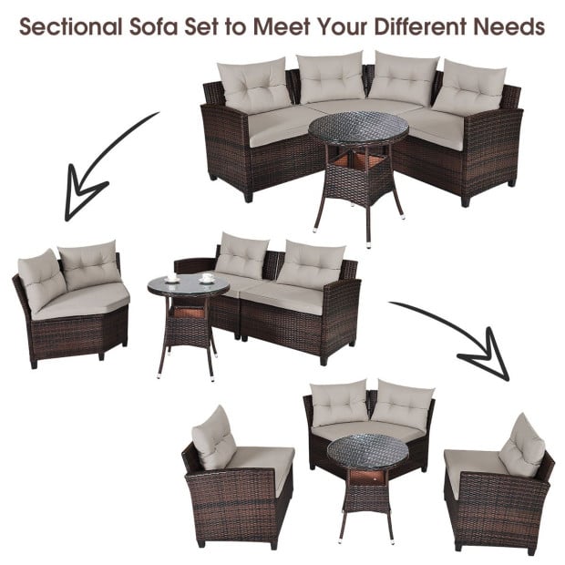 4-piece Patio Wicker Furniture Set With Cushion Beige Image 12