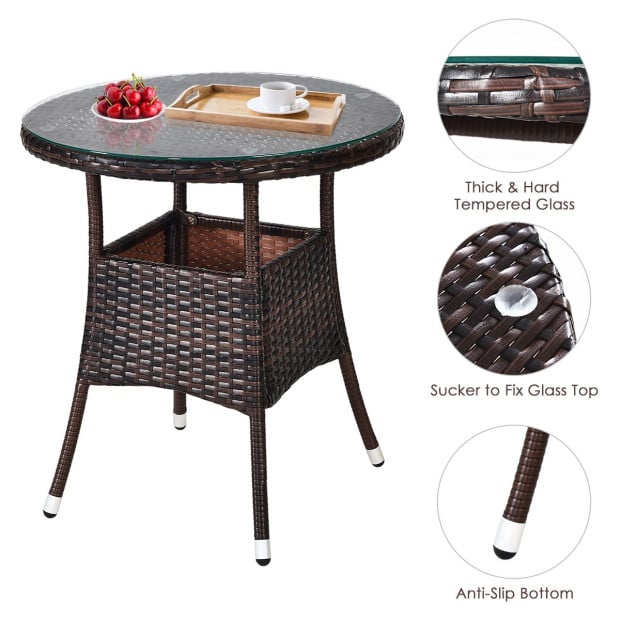 4-piece Patio Wicker Furniture Set With Cushion Navy Image 10