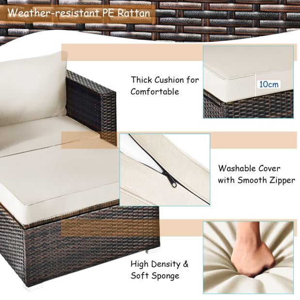 6pc Patio Rattan Sectional Furniture Set With Seat Cushion Image 11