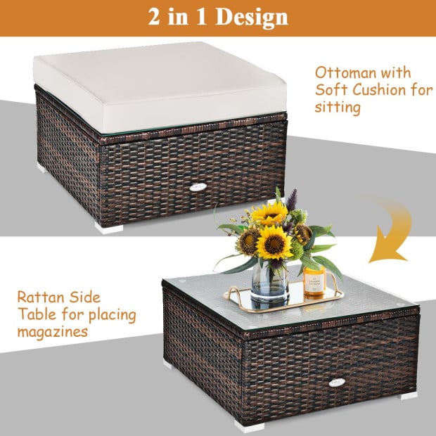 6pc Patio Rattan Sectional Furniture Set With Seat Cushion Image 10