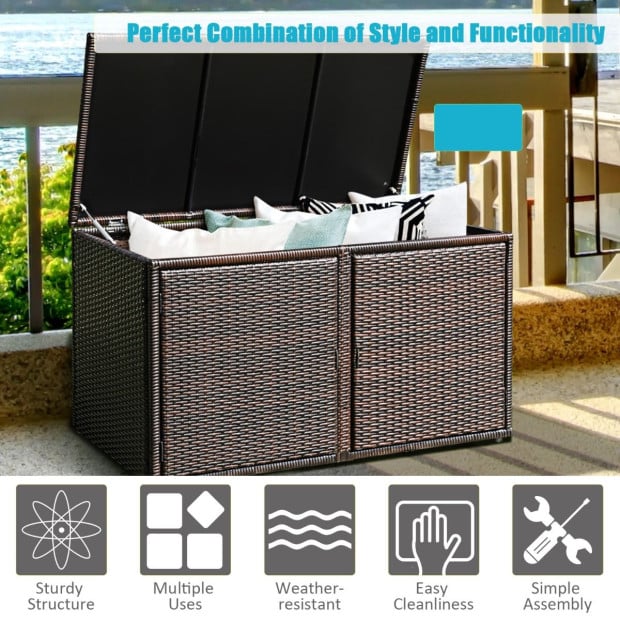 Patio Rattan Storage Container Box With Shelf 0.33m Brown Image 3