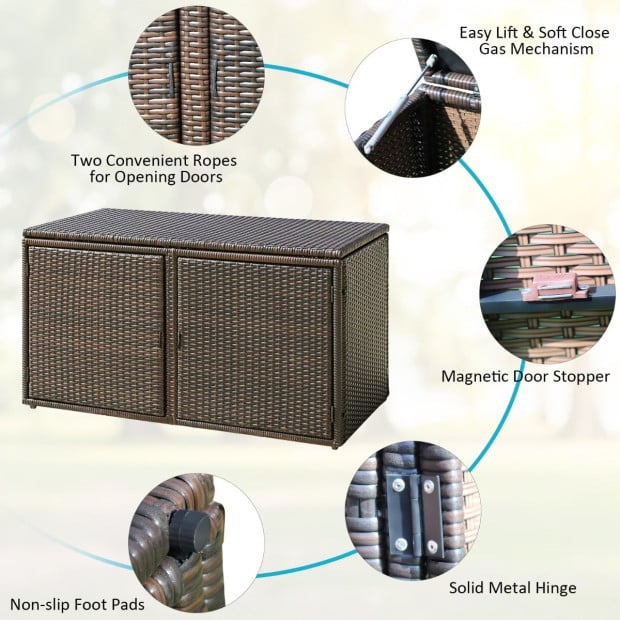 Patio Rattan Storage Container Box With Shelf 0.33m Brown Image 5