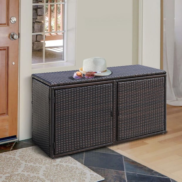 Patio Rattan Storage Container Box With Shelf 0.33m Brown Image 7