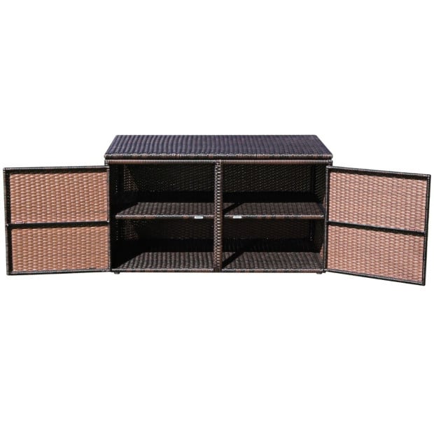 Patio Rattan Storage Container Box With Shelf 0.33m Brown Image 10