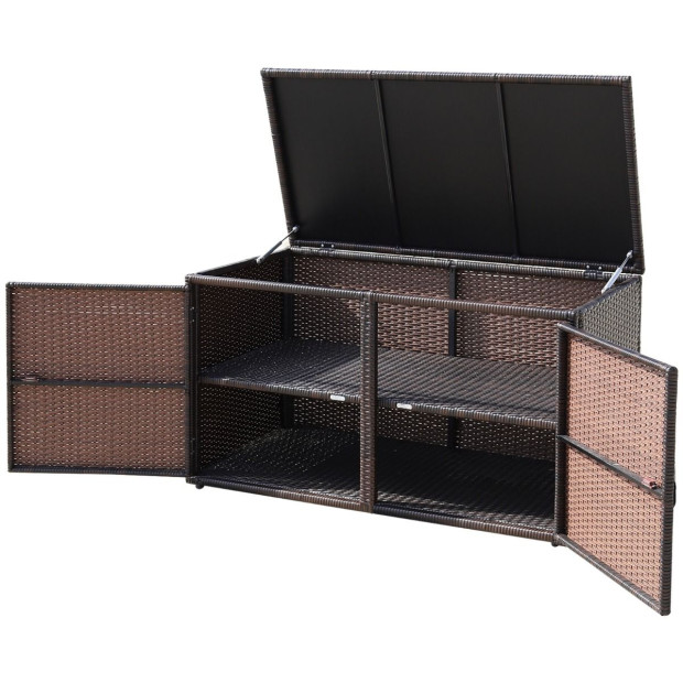 Patio Rattan Storage Container Box With Shelf 0.33m Brown Image 8
