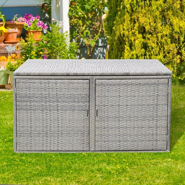 0.33m Patio Rattan Storage Container Box With Shelf Light Grey Image 7