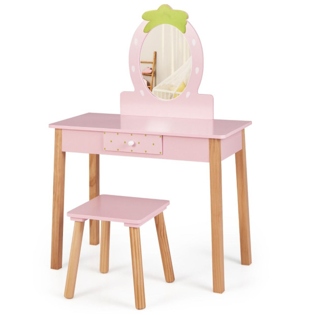 2in1 Childrens Kids Vanity Set With Stool Pink