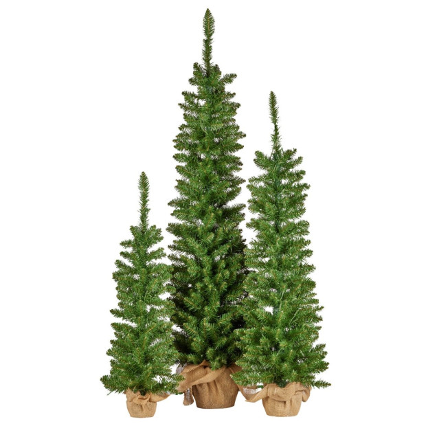 Set of 3 Prelit Christmas Trees with Hessian Bases Image 2