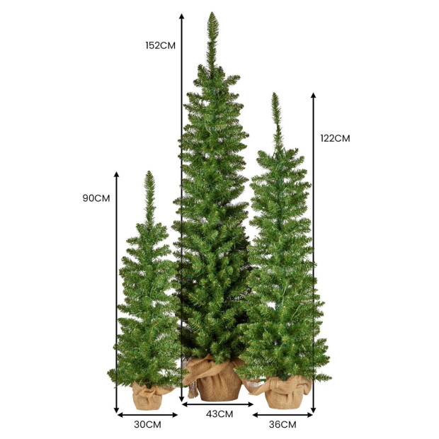 Set of 3 Prelit Christmas Trees with Hessian Bases Image 4