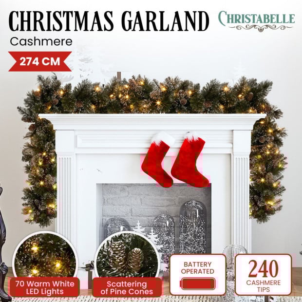 Christabelle Premium 2.7m Garland Christmas Decoration - Cashmere