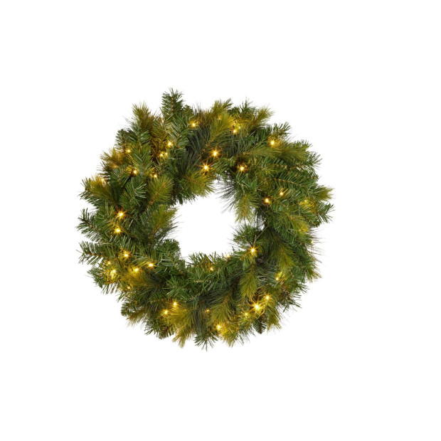 Christmas Wreath with Lights - 61cm Eastern Pine