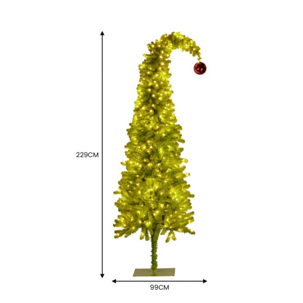 Christabelle Christmas Gremlin Tree 7.5ft with Curved Top Red Bauble Image 4