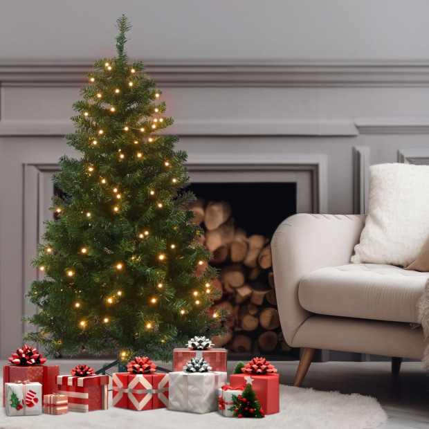 137cm Pine Slimline Christmas Tree with Lights Image 6