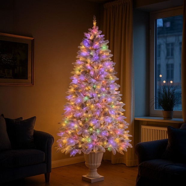 Christabelle 2.3m Christmas Tree Potted Alpine Fir with Pre Lit Multi-Colour LED Lights Image 9