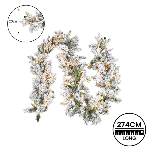 Snowy Atica Pre-Lit Christmas Garland - 274cm Image 4