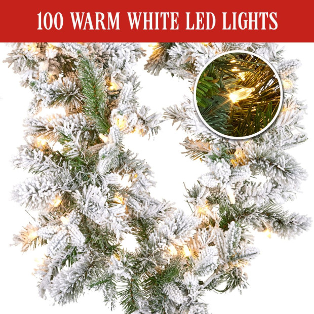 Snowy Atica Pre-Lit Christmas Garland - 274cm Image 6