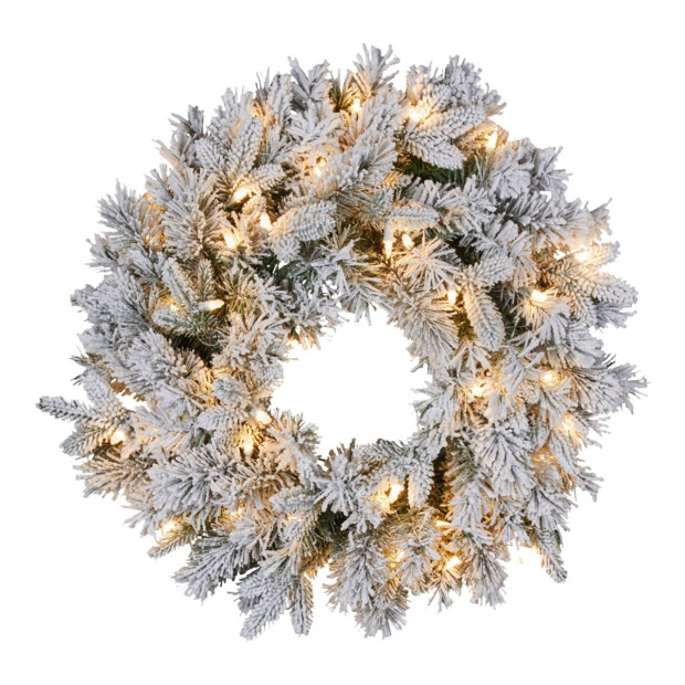 Snowy Atica Pre-Lit Christmas Wreath - 61cm Image 2