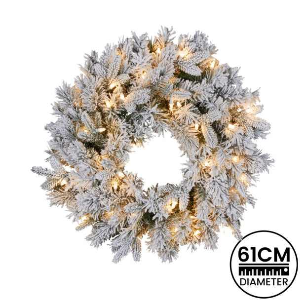 Snowy Atica Pre-Lit Christmas Wreath - 61cm Image 4