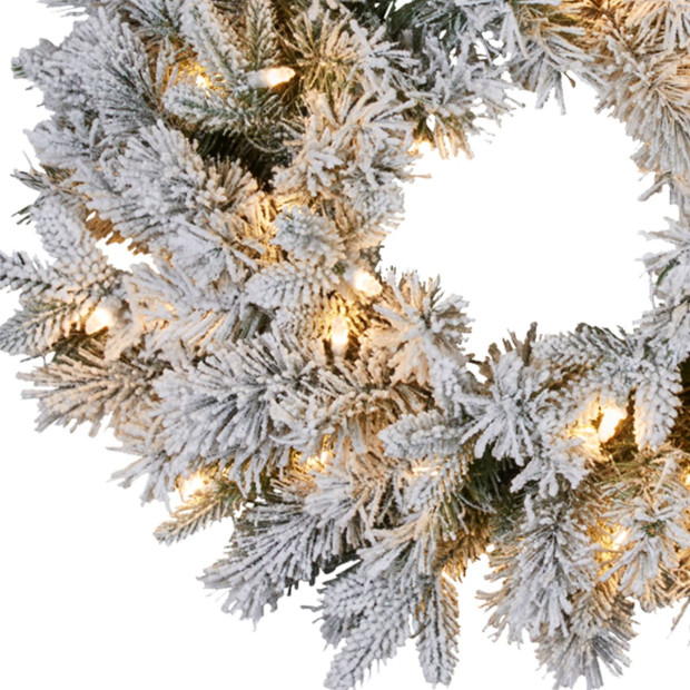 Snowy Atica Pre-Lit Christmas Wreath - 61cm Image 5