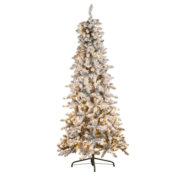 7.5ft Christmas Tree with Lights Snowy Norwegian Slimline