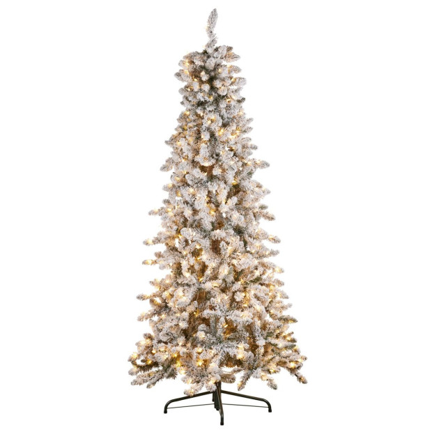 7.5ft Christmas Tree with Lights- Snowy Norwegian Slimline Image 2
