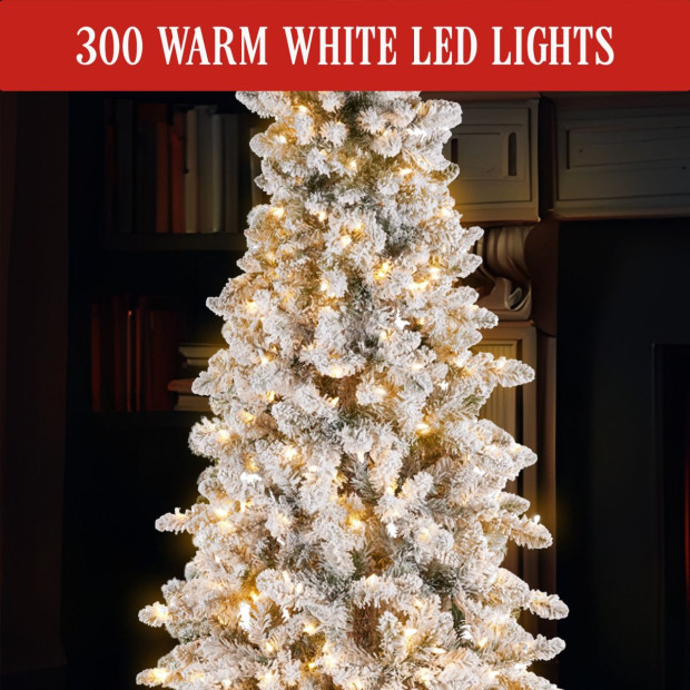 7.5ft Christmas Tree with Lights- Snowy Norwegian Slimline Image 5