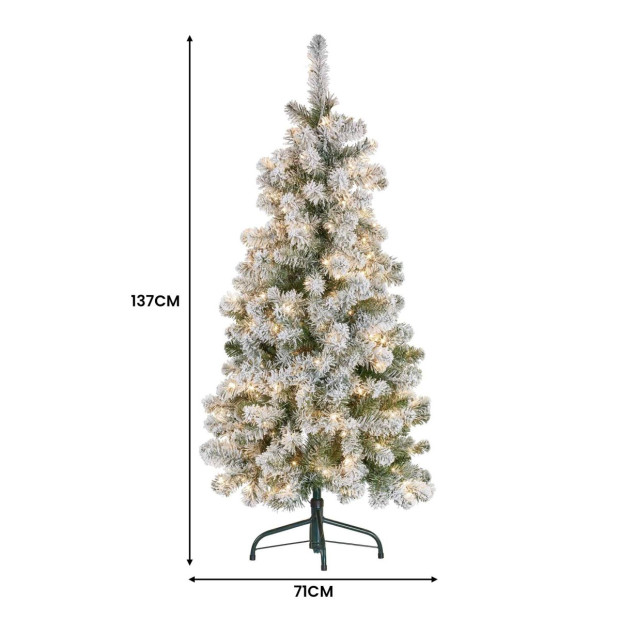 4.5ft - (137cm) Snowy Slimline Christmas Tree with Lights Image 4