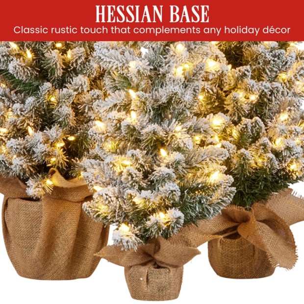 Christabelle Snowy Pine Christmas Trees Set of 3 with LED Lights & Hessian Base Image 8