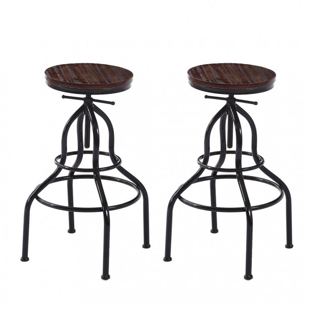 4x Industrial Bar Stools Kitchen Stool Wooden Barstools Swivel Chair