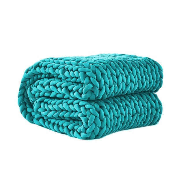 Knitted Weighted Blanket Knit Throw Blanket 3KG Blue Green